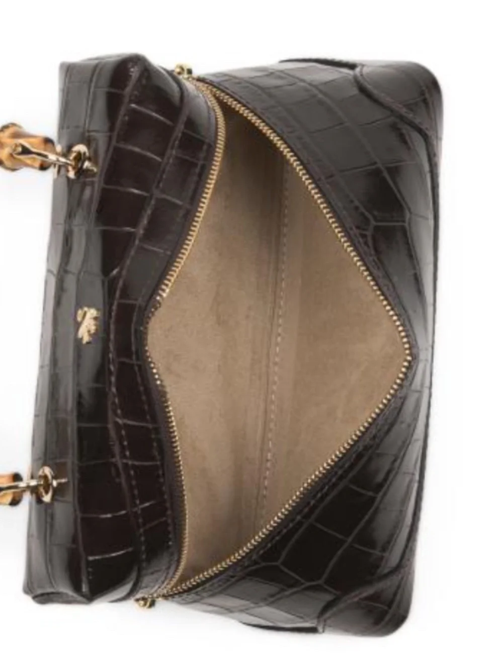NWT PRATESI made in italy Chocolate Genuine leather crocodile vanity case Bag